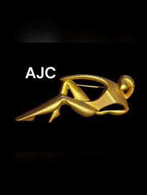 Vintage AJC "Lady in Bathtub" Reclining Woman Brooch